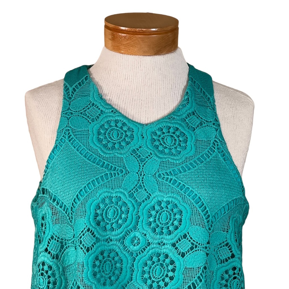 Judith March Turquoise Lacey Overlay Over Gauze Slip With Colorful Tasse… - Picture 2 of 13